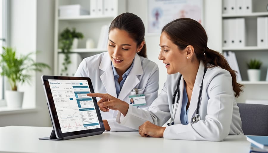 Clinician and patient reviewing medical information together in a consultation setting